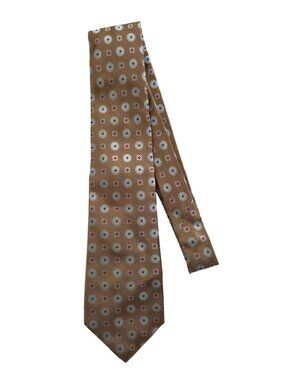 KITON Napoli Bronze-Brown Geometric 100% Silk Tie - Made In Italy